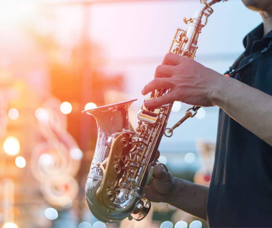 saxophone player as a jazz festival