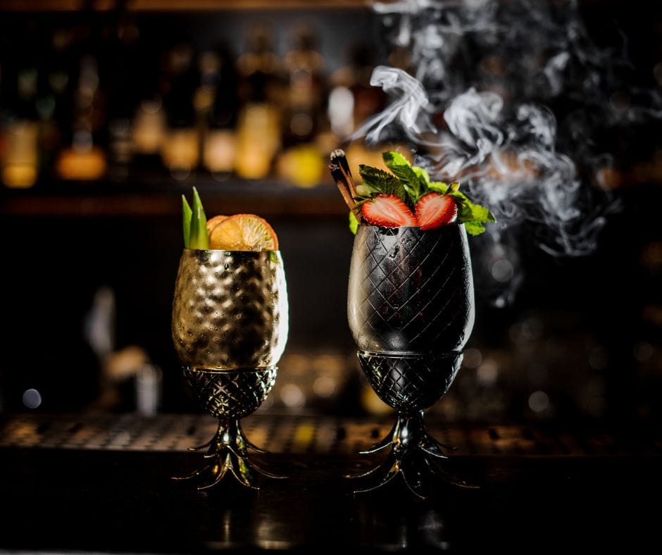 drinks in a modern speakeasy